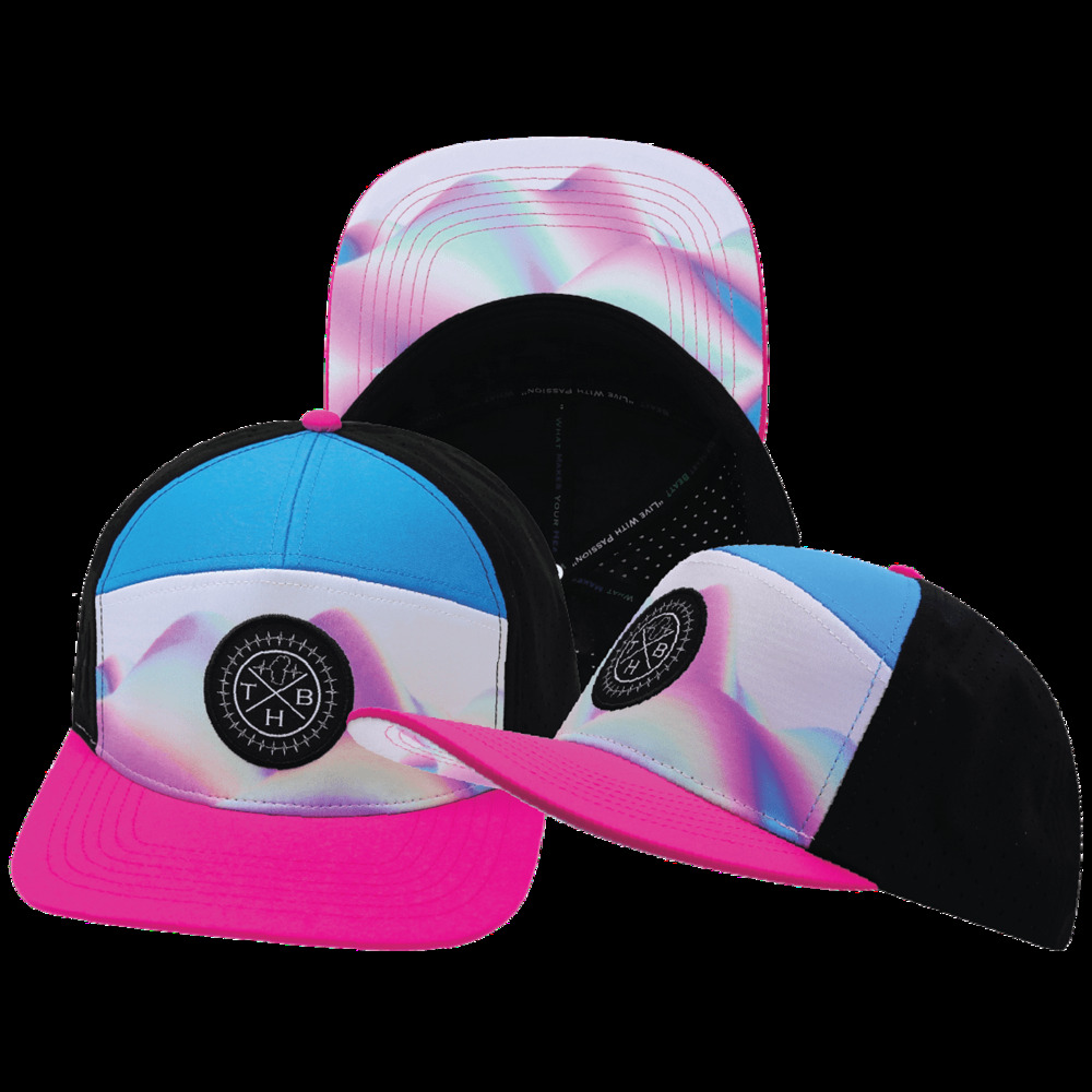 Color Vibes Hat - Flat Bill - Holograph - Neon Pink / Neon Blue / Black